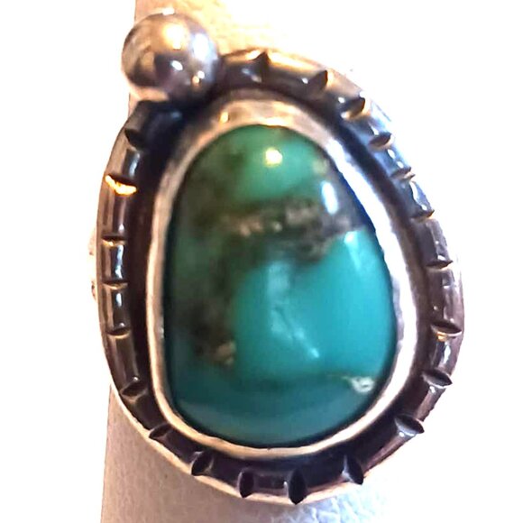 Navajo Native American Turquoise Sterling Ring s 3.5   (NAR 1353) - Picture 1 of 4